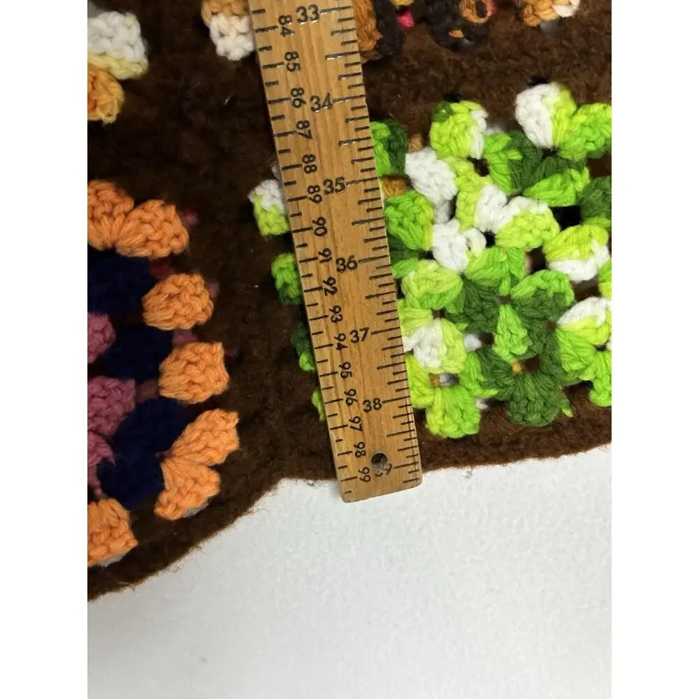 Retro Handmade Multicolor Granny Squares Crocheted Afghan Throw 60x78 Boho Gypsy